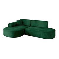 ECKSOFA Ottomane Links MARI-L1 - 243x171x79 cm Dunkelgrün Velours - Dunkelgrün/Schwarz, Holzwerkstoff/Kunststoff (243/171cm) - ALTDECOR