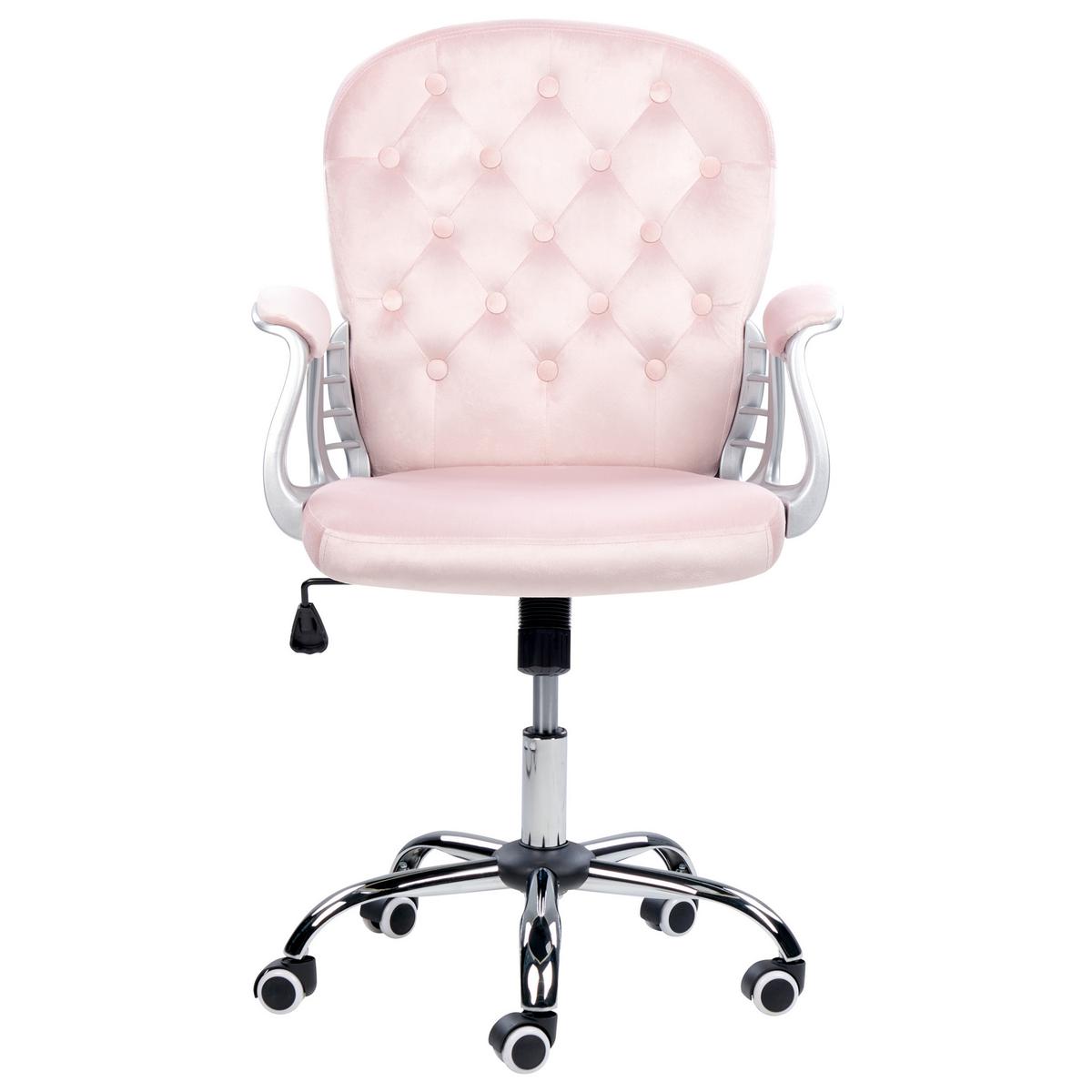 BÜROSTUHL Samtstoff Rosa Princess - Pink, Textil/Metall (60/98/60cm) - Beliani