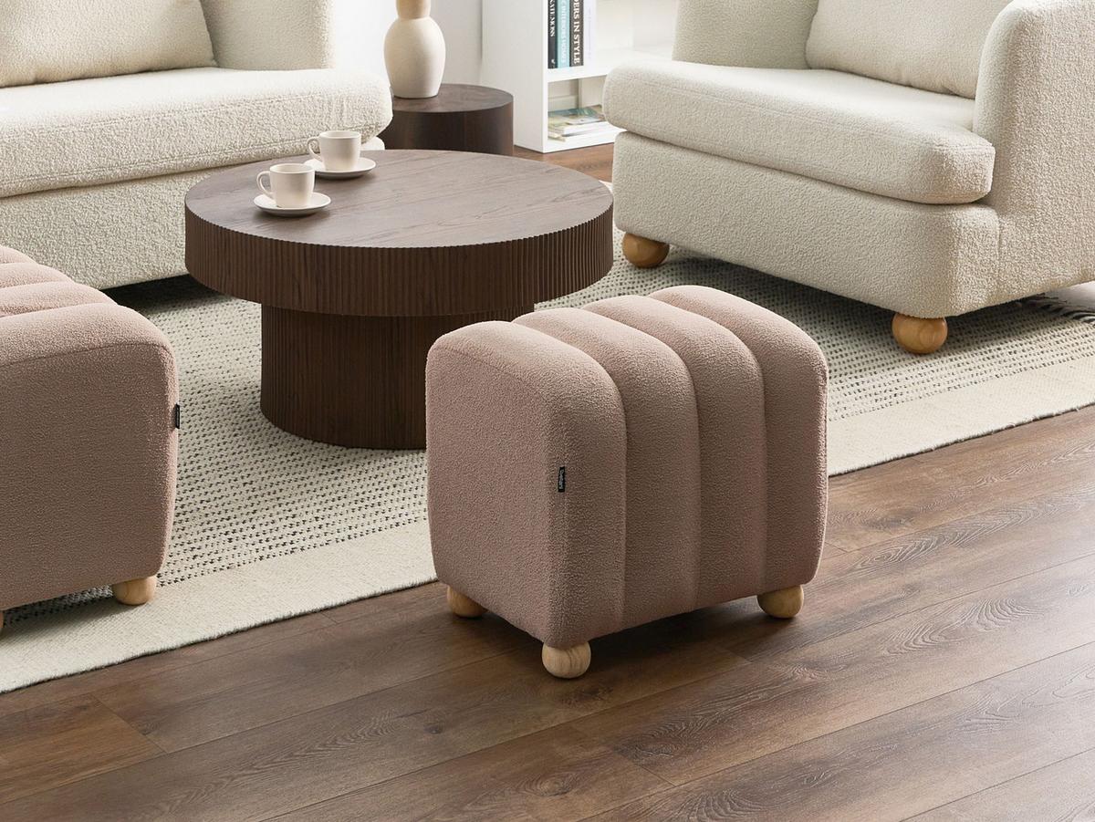 POUF Bouclé Beige Idyllwild - Beige, Textil (49/45/39cm) - Beliani