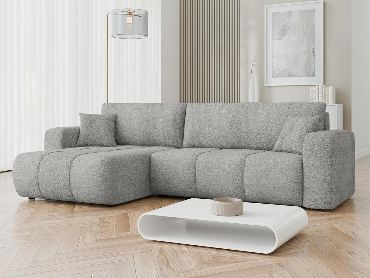 ECKSOFA Furyn Maxi Boucle - Schwarz/Grau, Holzwerkstoff/Kunststoff (274/145cm) - MIRJAN24