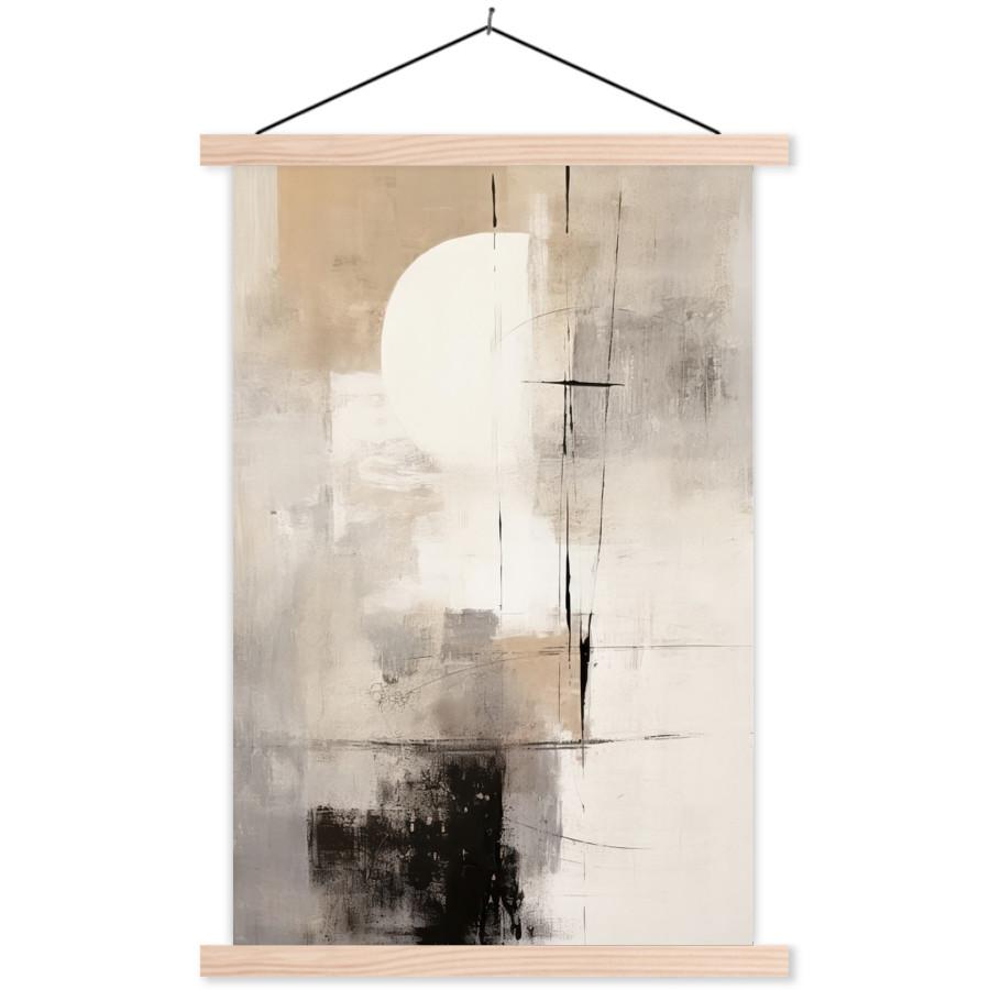POSTER MIT MAGNETLEISTEN Abstrakt - Kunst - Grau Wandbild Schlafzimmer 60x90 cm - Hellgrau, Textil (60/90/0.15cm) - MuchoWow