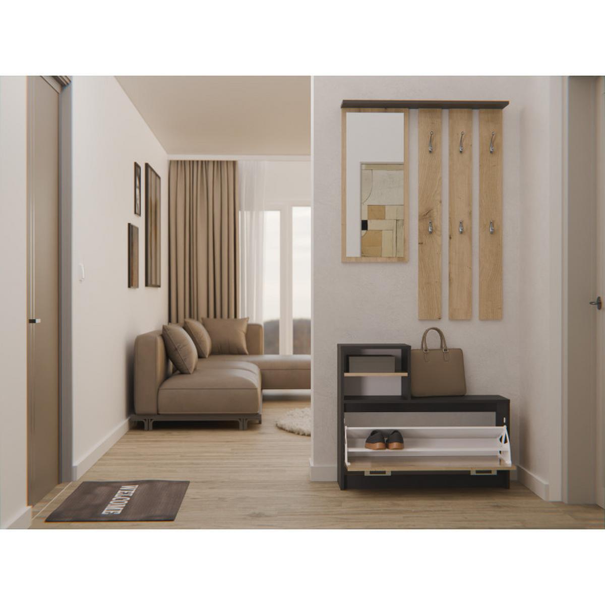 GARDEROBE praktisch Garderoben-Set mit Spiegel Anthrazit, Artisan 85/180/24 - Anthrazit, Holzwerkstoff (85/180/24cm) - RAUMHIRSCH FURNITURE