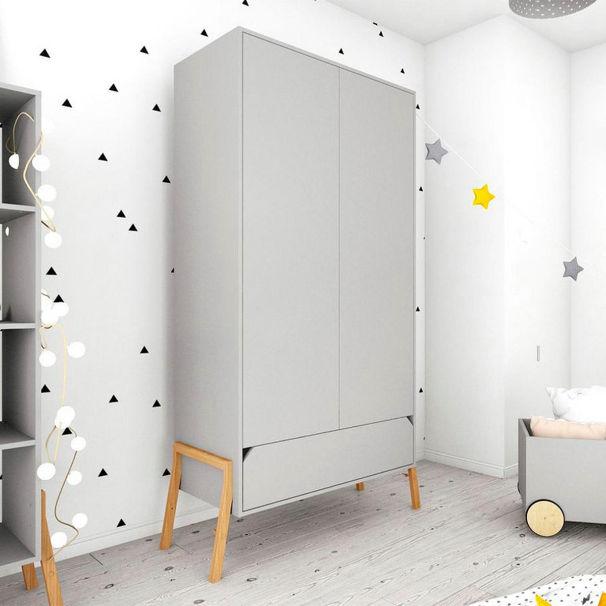 SCHRANK 2 Türen Grau - Grau, Holzwerkstoff (117/199/50cm) - Petits-meubles