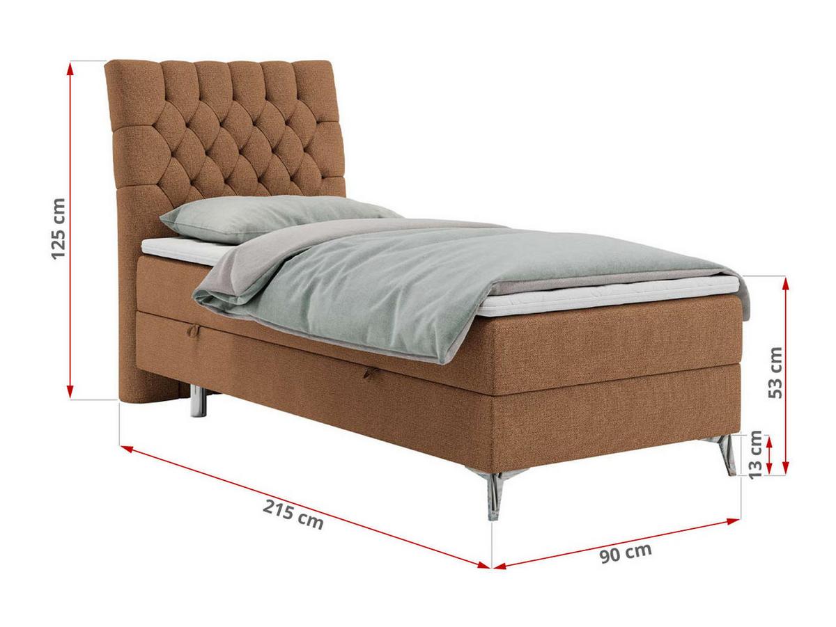 BOXBETT MILEN 90/200 Orange Struktur - H4 - Links Seite - Orange, Holz/Textil (90/200cm) - MKS
