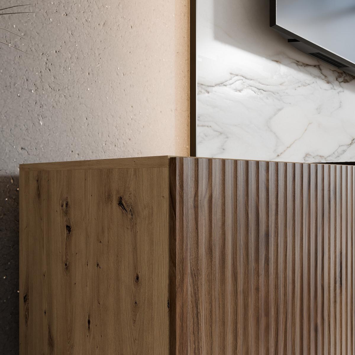 LOWBOARD VAREN 100/41/40 cm, Hängender TV-Schrank Eiche Artisan / Eichefarben - Eichefarben/Braun, Holzwerkstoff (100/41/40cm) - MASSENO
