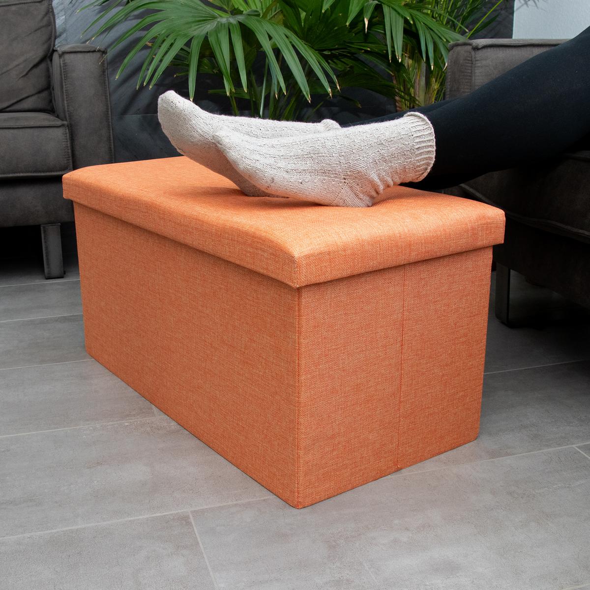 SITZBANK Faltbar in Leinen Optik 78/38/38 cm (Orange) - Orange, Textil (78/38/38cm) - Intirilife