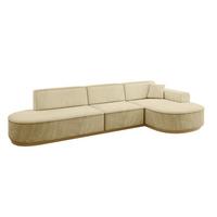 ECKSOFA Ottomane Rechts MARI-L2-v2 - 328x171x83 cm Beige Velours - Beige, Holzwerkstoff/Textil (171/328cm) - ALTDECOR