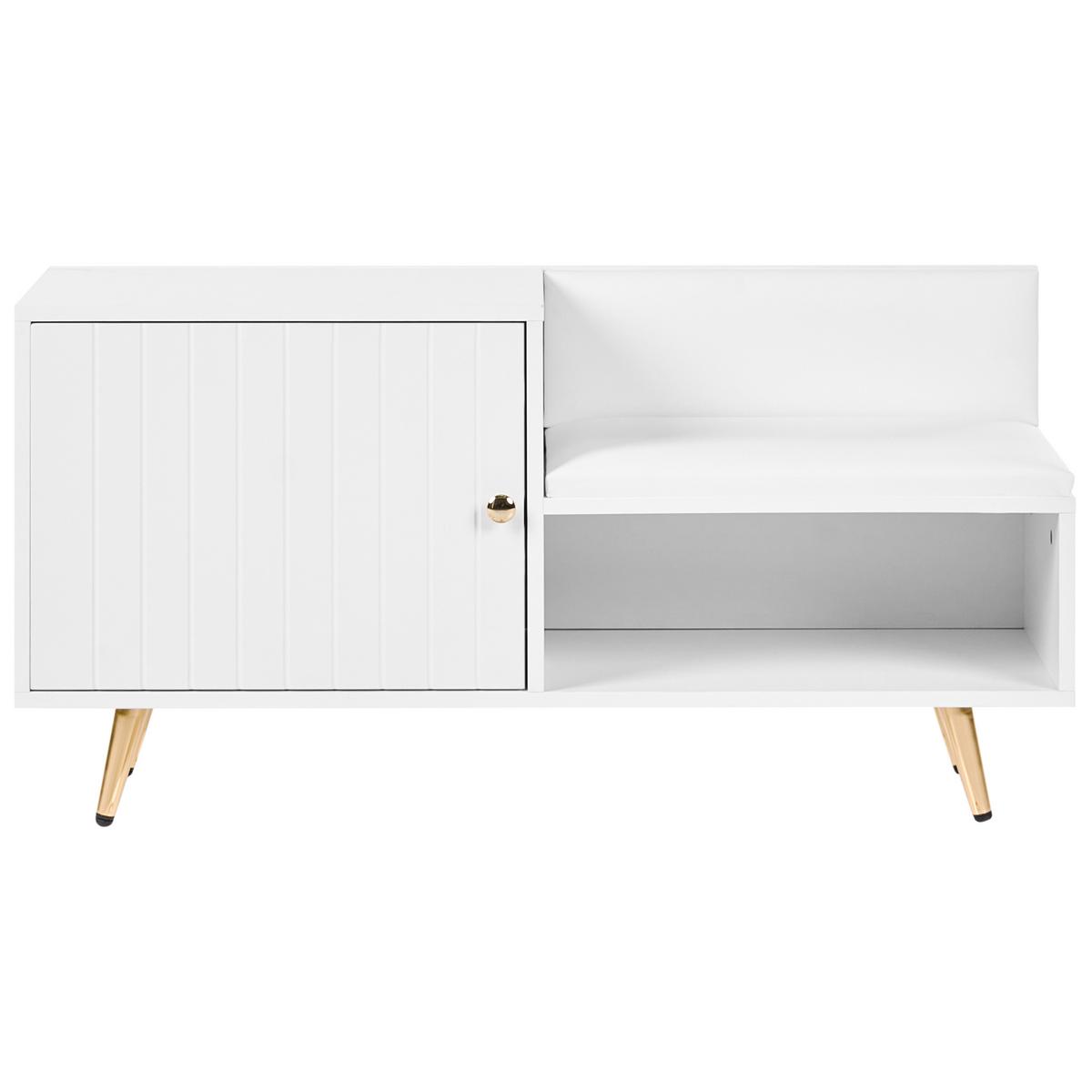 SCHUHBANK Weiß Kelowna - Goldfarben/Weiß, Holzwerkstoff (100/50/35cm) - Beliani