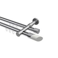 GARDINENSTANGE INNENLAUF Prestige Verano 360 cm (geteilt in 2 x 180 cm), 2-läufig, 20 mm Ø Chrom - Chromfarben/Weiß, Metall (360cm) - INTERDECO