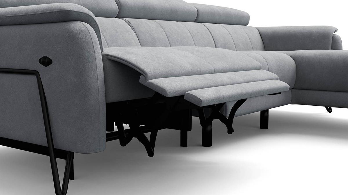 ECKSOFA RODEN 4-Sitzer mit Relax, hellgrau, Veloursstoff - Hellgrau, Holz/Textil (268/92cm) - Wozimo