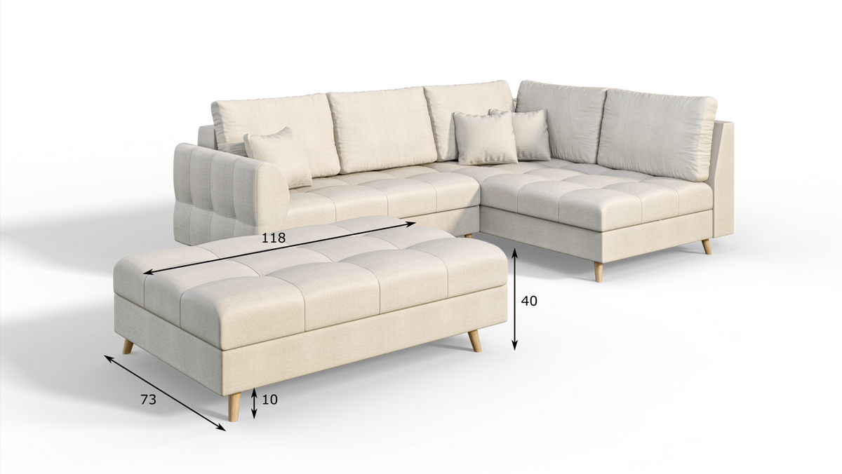 HOCKER Lorine Mikrofaser Ecru - Ecru, Textil (118/40/73cm) - S-Style Möbel