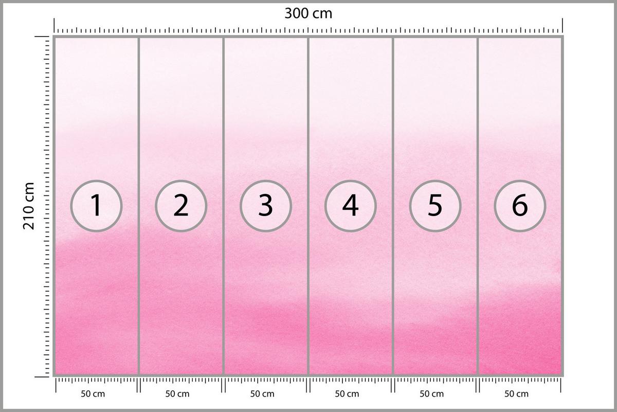 FOTOTAPETE für Schlafzimmer Ombré in Rosatönen Pastell 300x210 - Rosa/Weiß, Papier (300/210cm) - Muralo