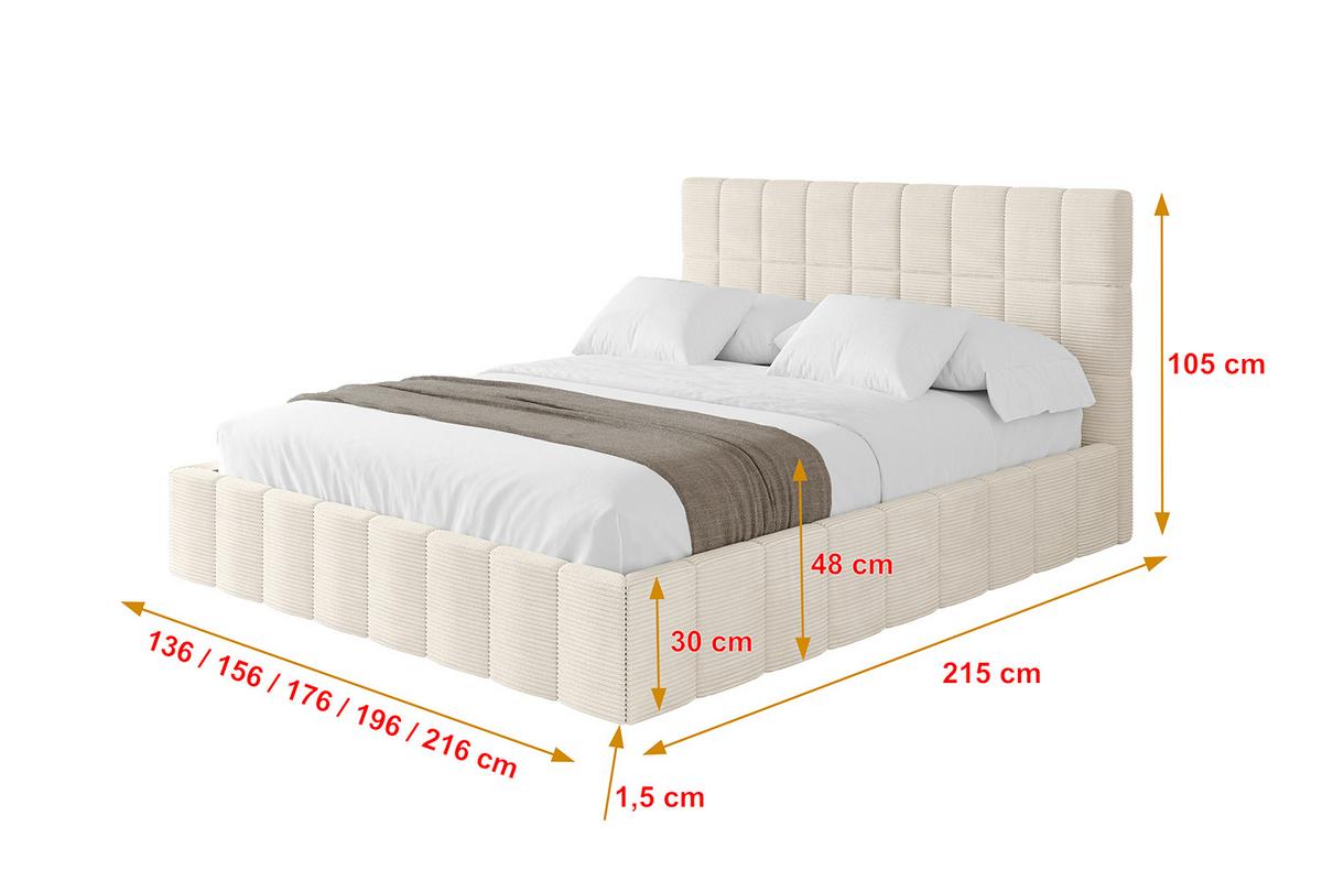 POLSTERBETT mit Bettkasten und Lattenrost, Boxbett ohne Matratze - AMEA 160x200 Beige - Creme, Holzwerkstoff/Textil (160/200cm) - ALTDECOR