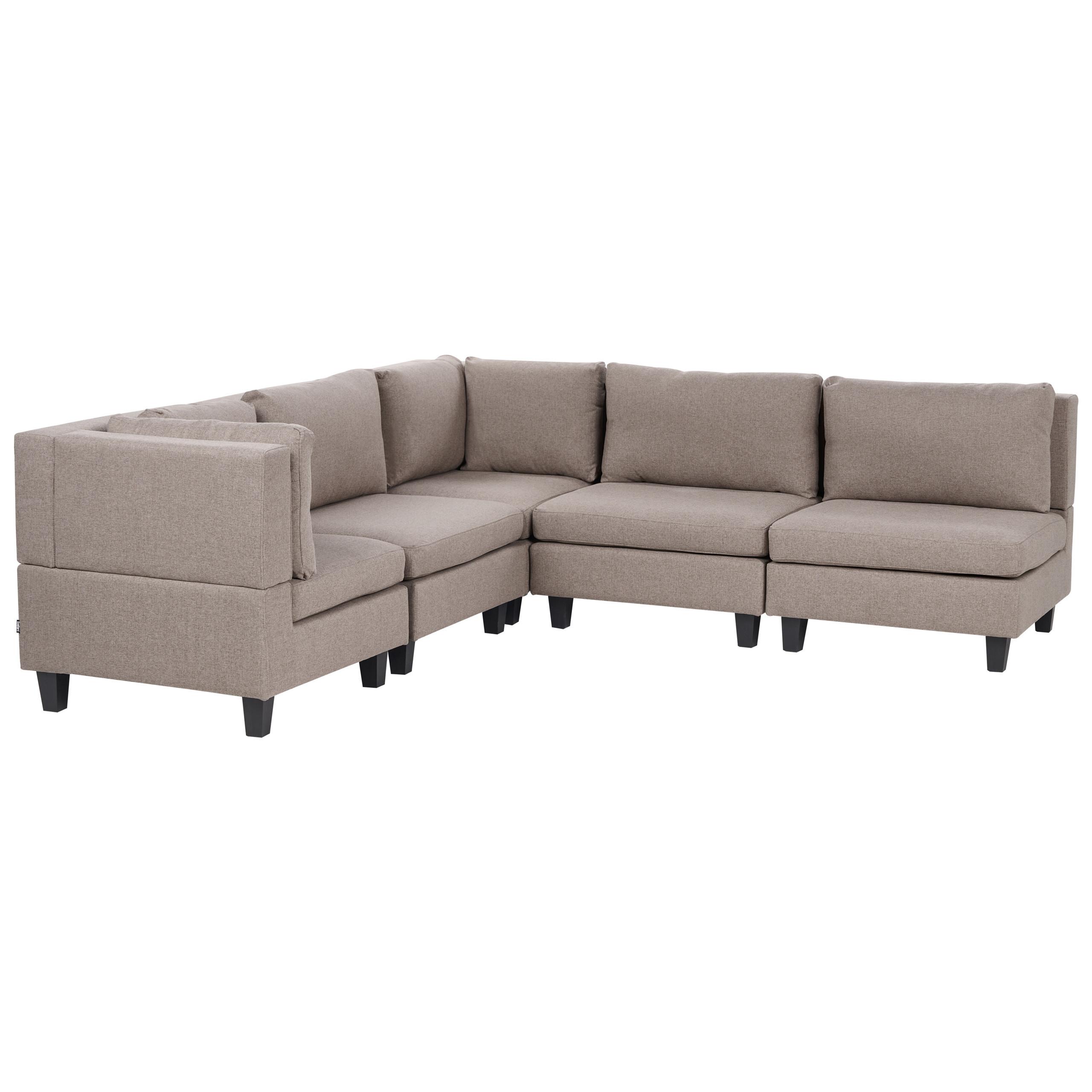 ECKFSOFA Modul 5-Sitzer rechtsseitig Braun Stoff Unstad - Schwarz/Braun, Textil (228/228cm) - Beliani
