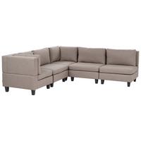 ECKFSOFA Modul 5-Sitzer rechtsseitig Braun Stoff Unstad - Schwarz/Braun, Textil (228/228cm) - Beliani