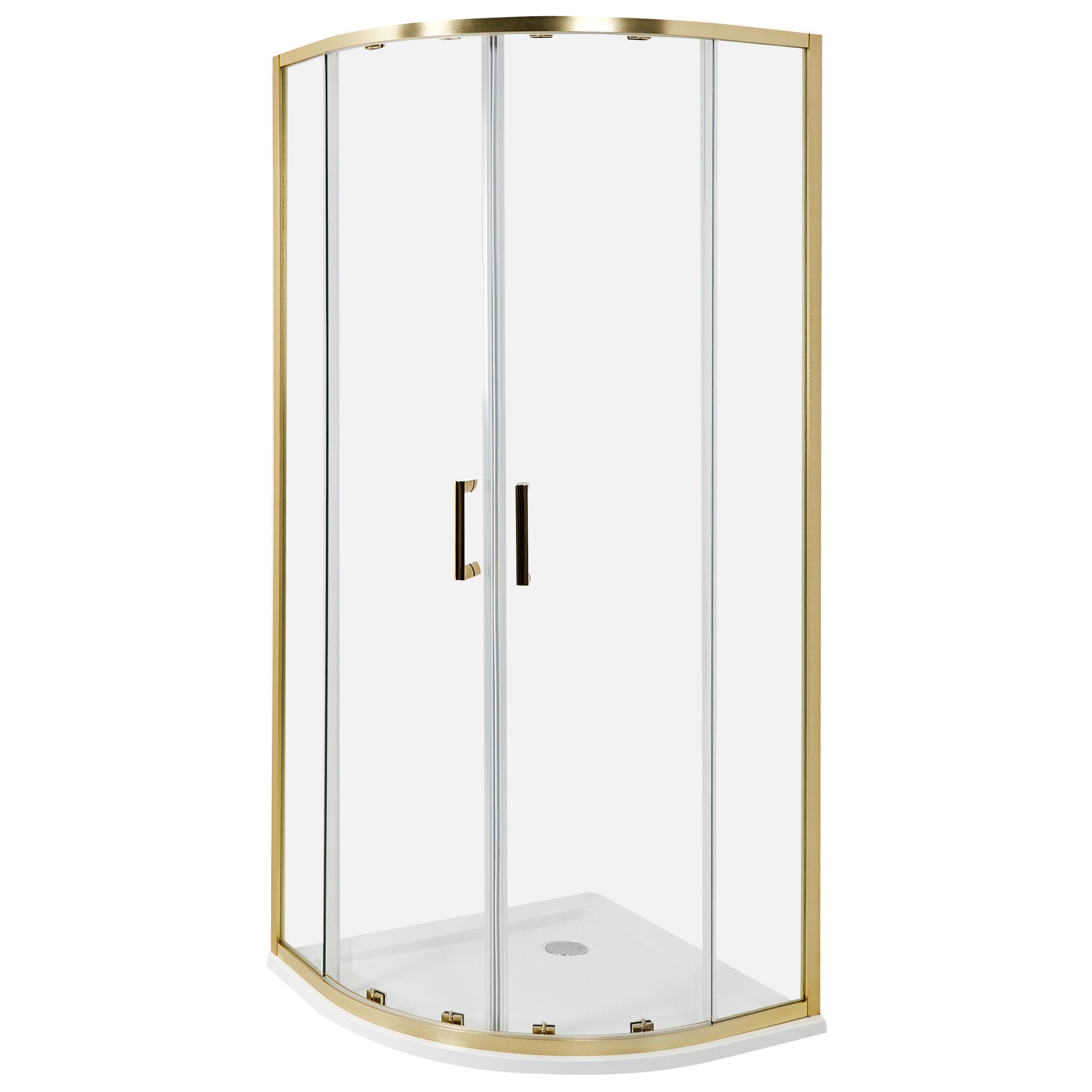 DUSCHKABINE 80/80/185 cm Gold Jukatan - Transparent/Goldfarben, Glas (80/80/185cm) - Beliani