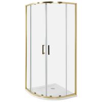 DUSCHKABINE 80/80/185 cm Gold Jukatan - Transparent/Goldfarben, Glas (80/80/185cm) - Beliani