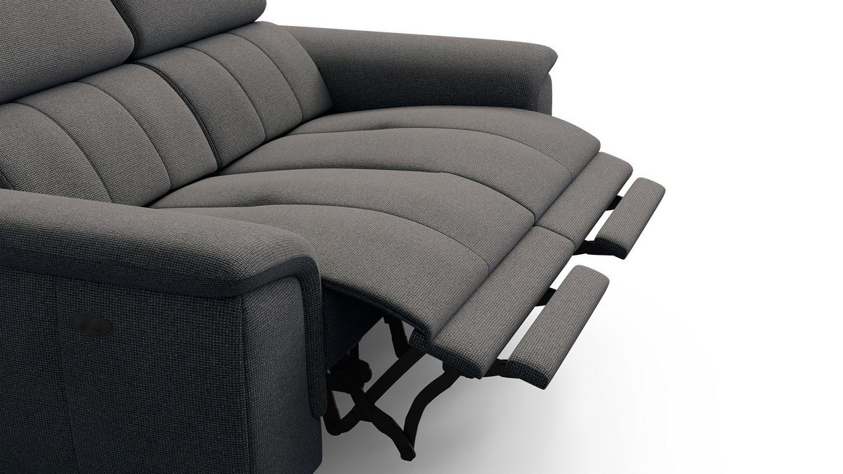 RELAXSOFA FIERO 2-Sitzer mit 2 Relaxfunktionen, dunkelgrau - Dunkelgrau/Schwarz, Holzwerkstoff/Textil (170/82/103cm) - Wozimo