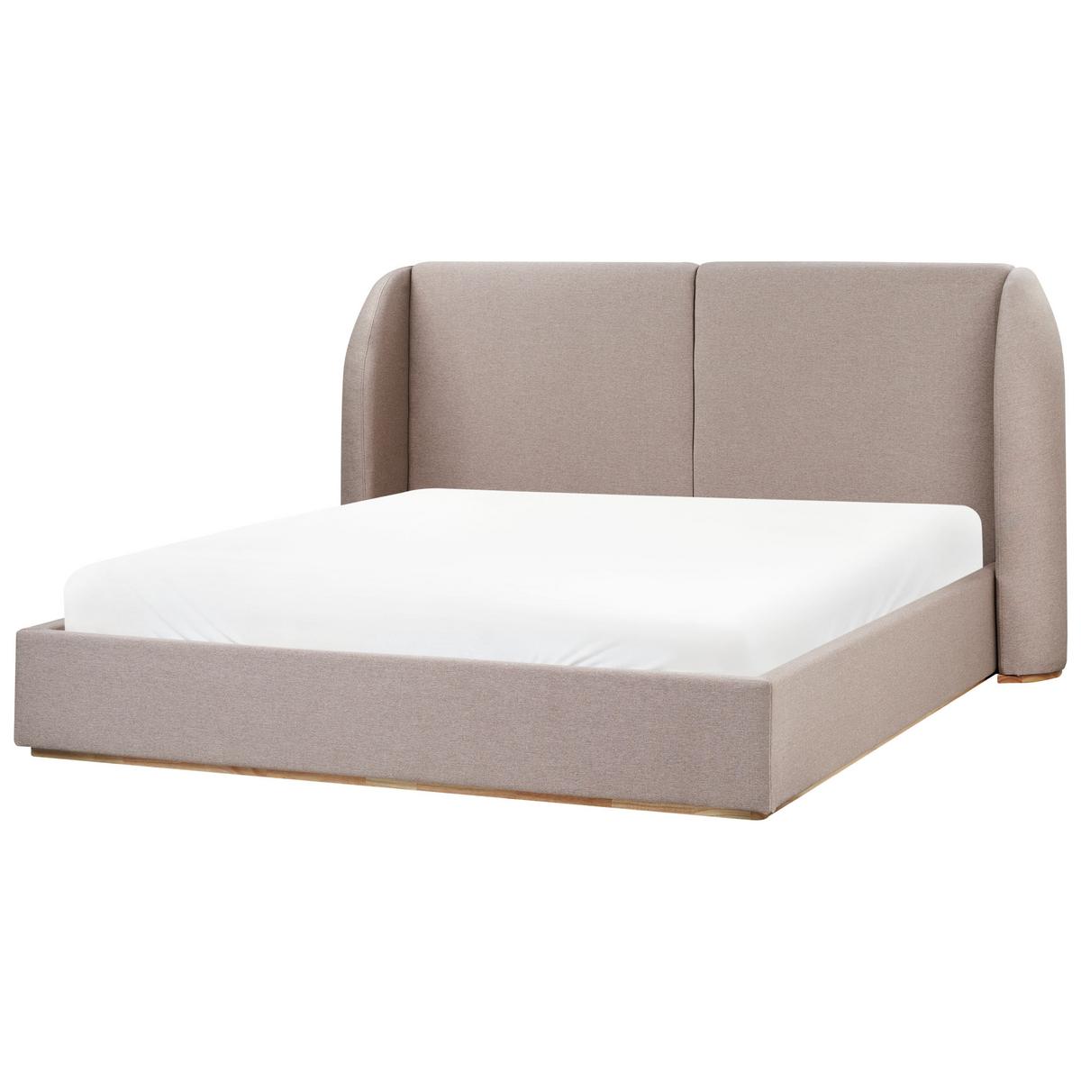 BETT mit Stauraum 180/200 cm Stoff Taupe Monestier - Taupe, Textil (180/200cm) - Beliani