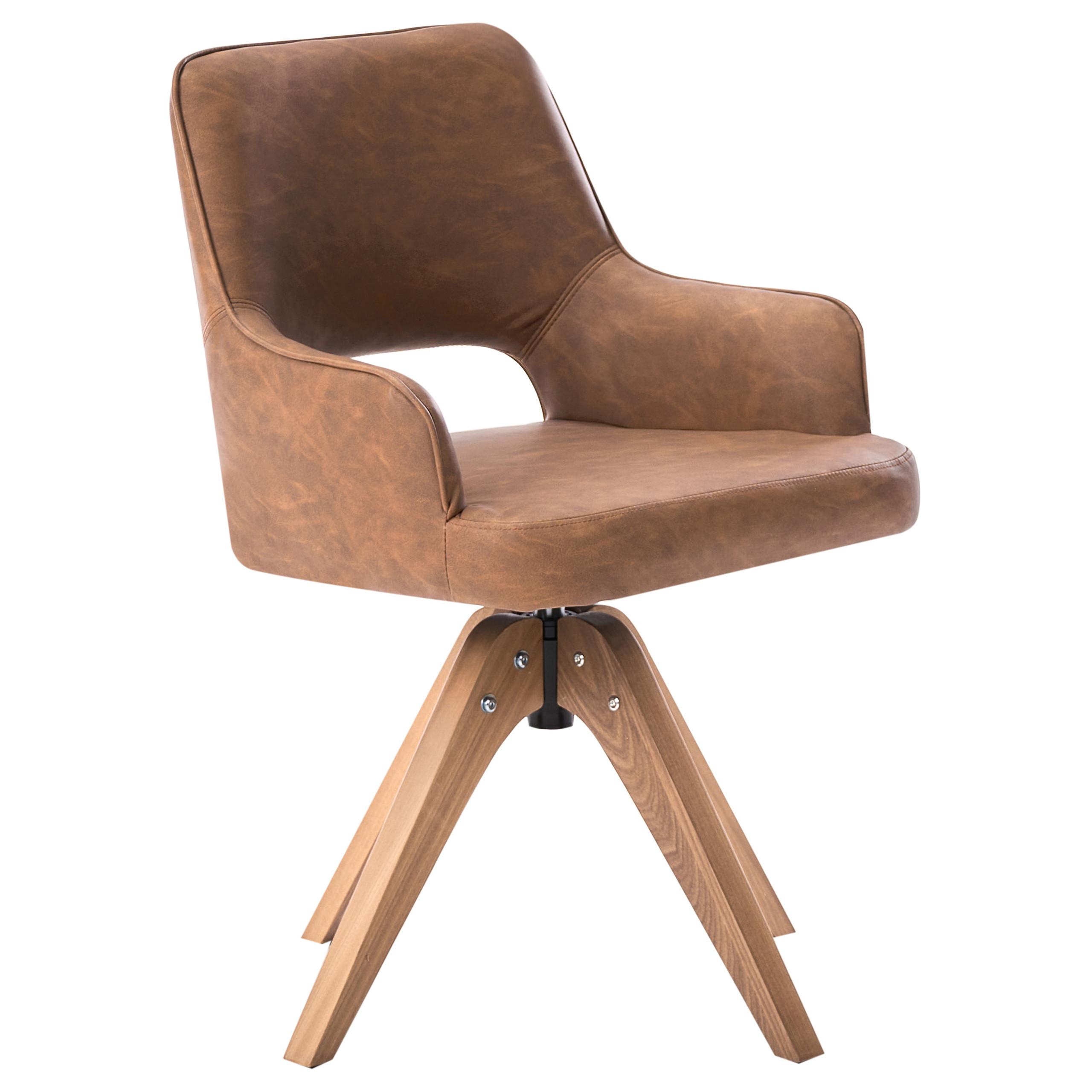 ESSZIMMERSTUHL drehbar Kunstleder Braun Moravia - Braun, Kunststoff (56/83/66cm) - Beliani