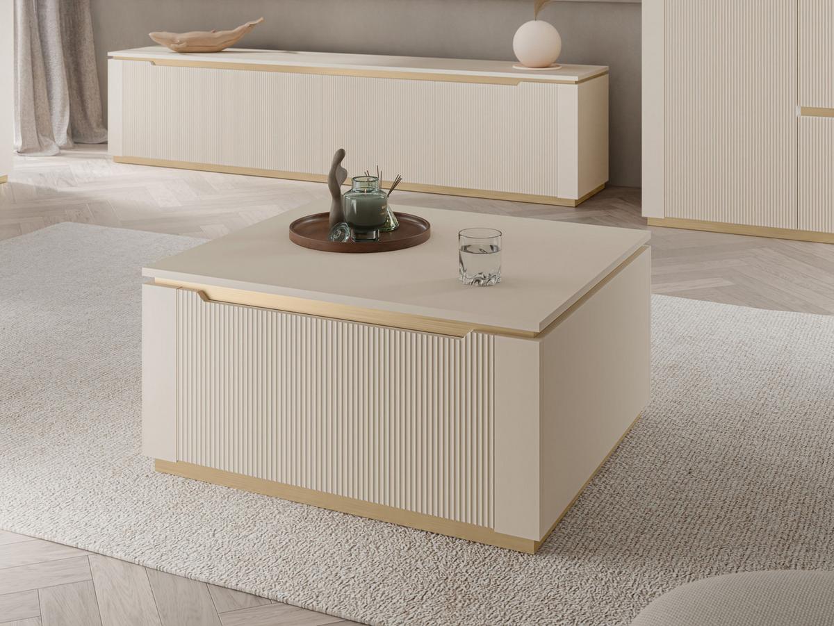 COUCHTISCH Hilafin 2K - Sandfarben/Goldfarben, Holzwerkstoff/Kunststoff (70/80/40cm) - MIRJAN24