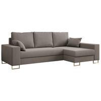 ECKSOFA Dorian Velvet Hellbraun - Hellbraun/Goldfarben, Textil/Metall (242/138cm) - MKS