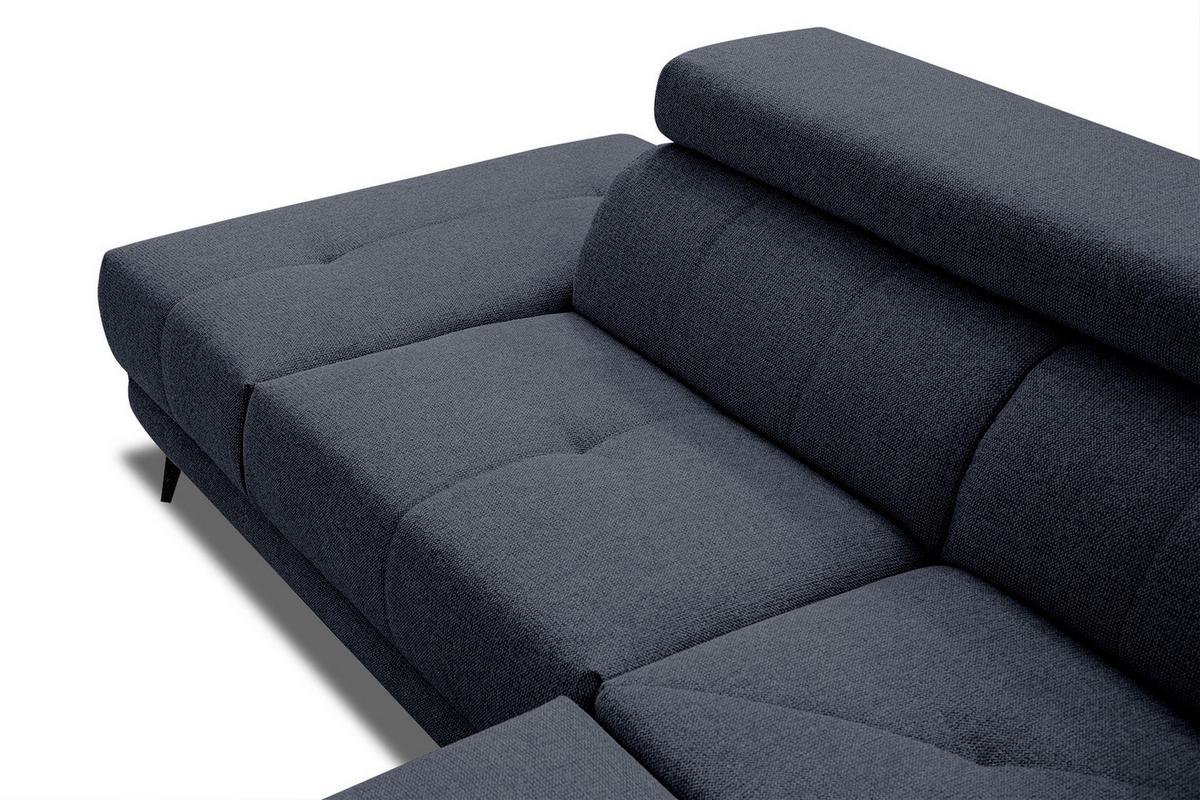 ECKSOFA MORELLO 5-Sitzer, dunkelblau - Schwarz/Dunkelblau, Holzwerkstoff/Textil (158/269cm) - Wozimo