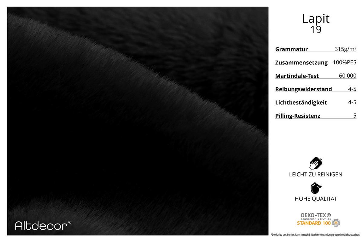 WOHNLANDSCHAFT Ottomane Rechts MOVO-L 345x180x78 cm Schwarz Tissu - Schwarz Hochglanz, Holzwerkstoff/Kunststoff (180/78/345cm) - ALTDECOR