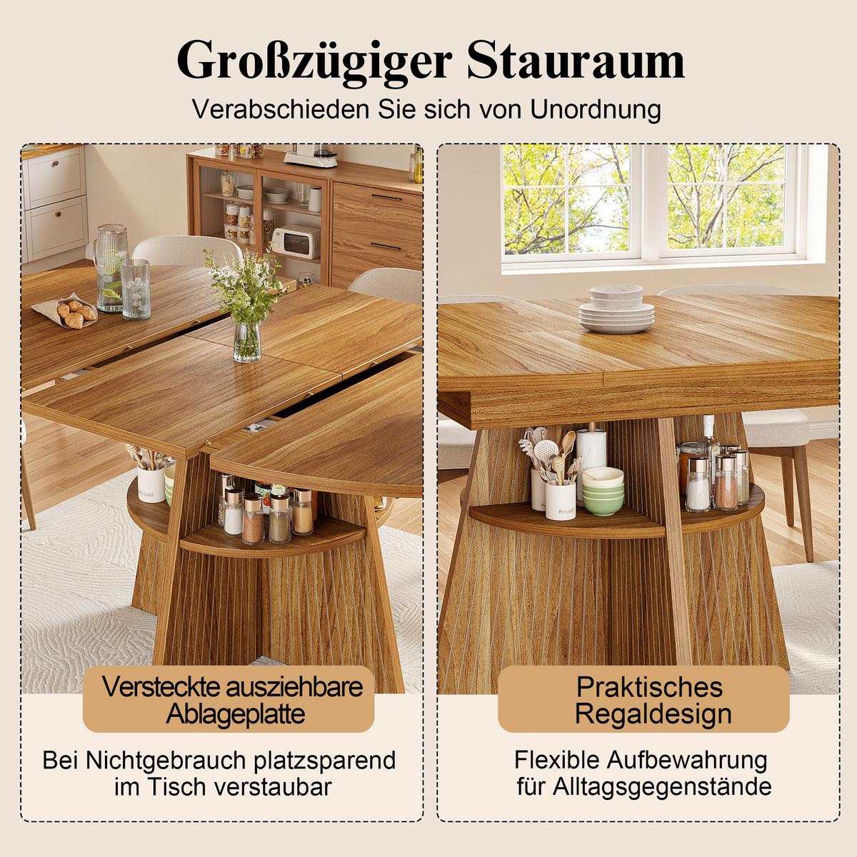 ESSTISCH Ausziehbar Dunkelbraun mit Ablagefach & Runden Ecken - Dunkelbraun, Holzwerkstoff (110/110/76cm) - Urban Meuble