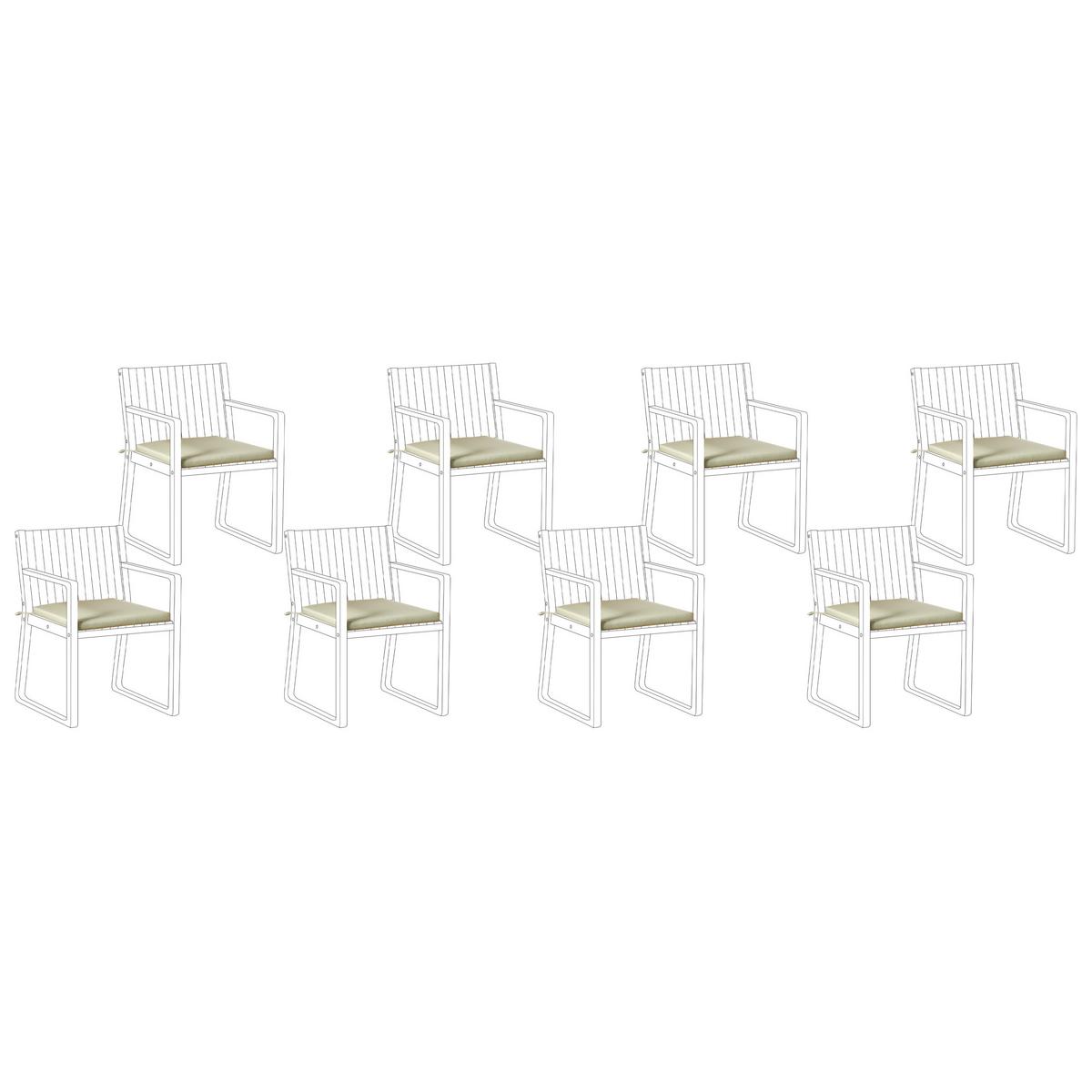GARTENSTUHLKISSEN 8er-Set Hellgrün 46/46 cm Sassari Premium - Hellgrün, Textil (46/5/46cm) - Beliani