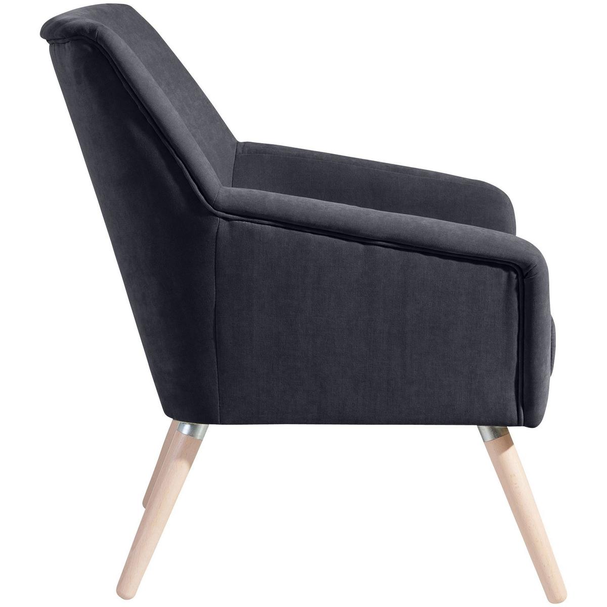 SESSEL Kachka Bezug Veloursstoff Buche natur / anthrazit - Anthrazit, Kunststoff (71/81/67cm) - 58aufmkessel