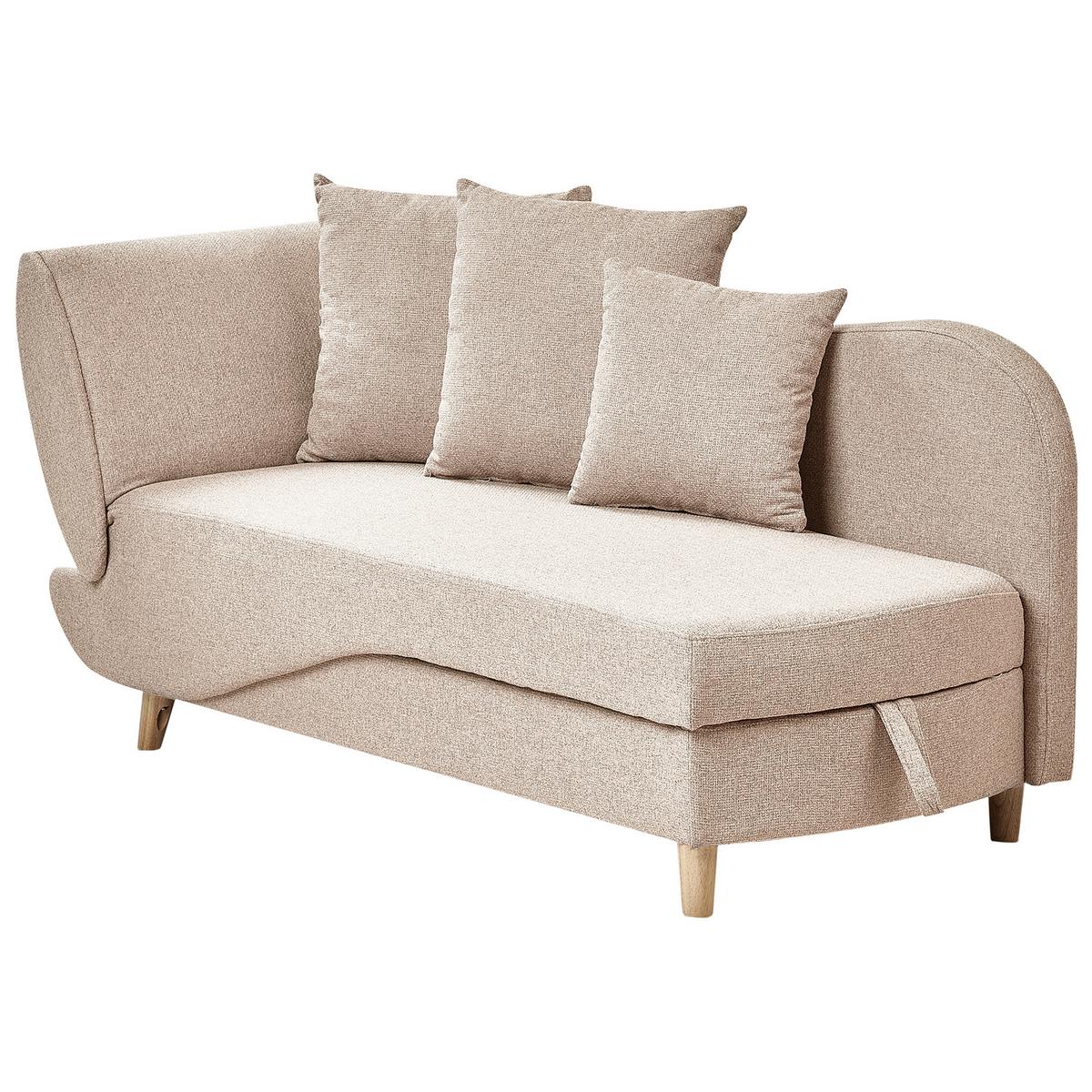 CHAISELONGUE-LINKSSEITIGE Braun Meri - Hellbraun, Textil (155/76/69cm) - Beliani