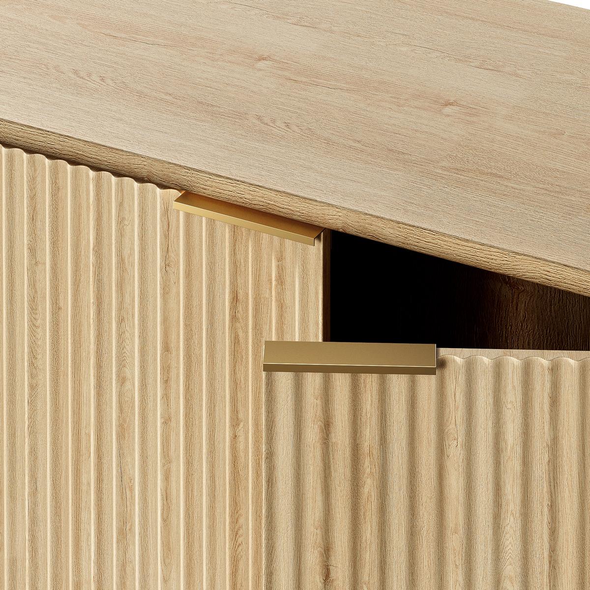 SIDEBOARD in Heller Holzoptik mit Geriffelter Front, Beige - Beige, Holzwerkstoff (40/80cm) - Urban Meuble