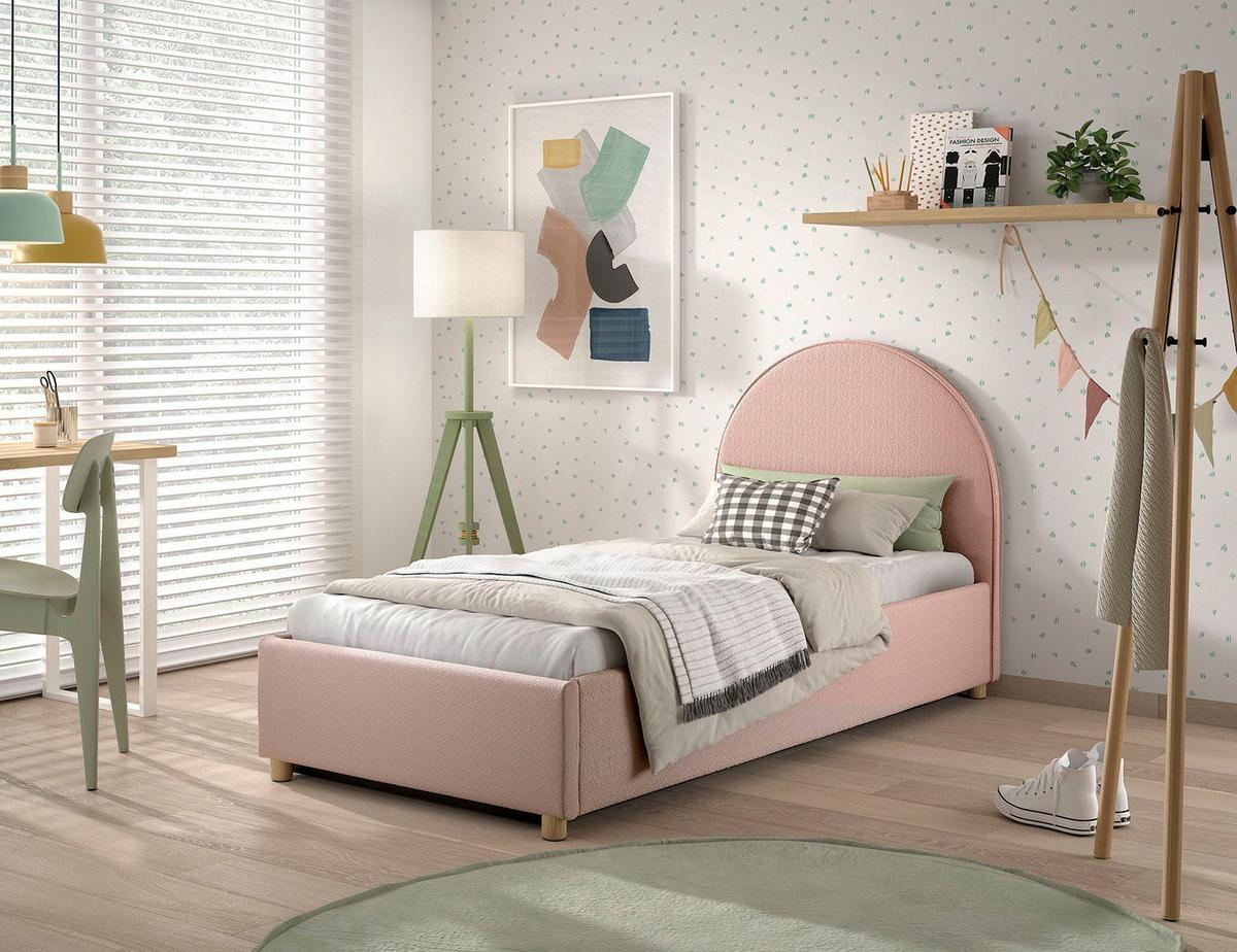 POLSTERBETT Karlotta 90x200 mit Bettkasten Bouclé Stoff rosa - Rosa, Kunststoff (90/200cm) - 58aufmkessel