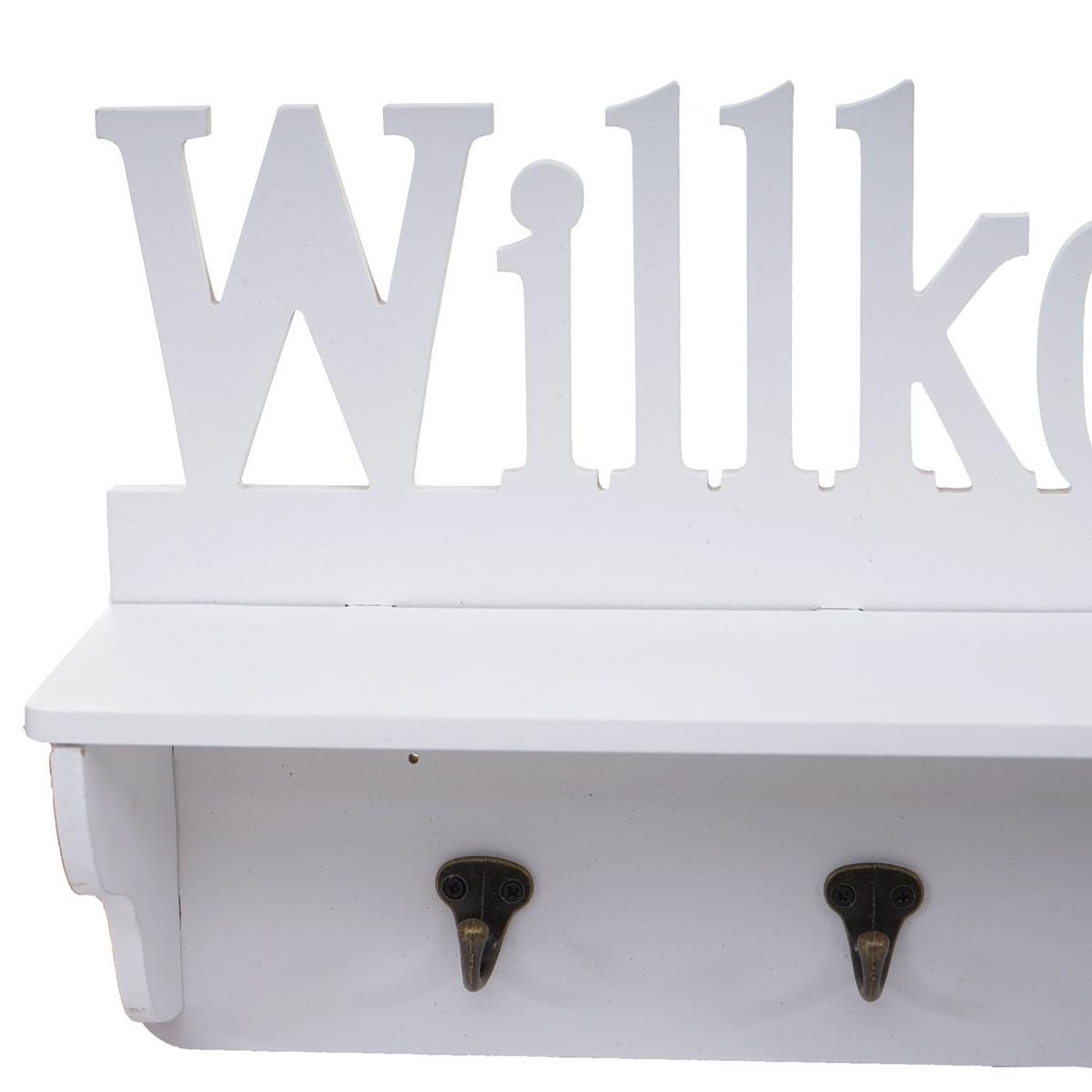 WANDGARDEROBE WILLKOMMEN 4 HAKEN Reinweiß - Weiß, Holz (60/30/13cm) - MCW