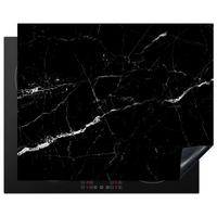 HERDABDECKPLATTE Marmoroptik - Schwarz - Luxus Herdabdeckung Induktionsfeld 65x52 cm - Grau, Kunststoff (65/52/0.2cm) - MuchoWow