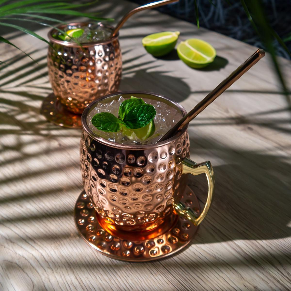 COCKTAIL BECHER Set (2er-Set) - Bronzefarben, Metall (9.5/10/12cm) - Intirilife
