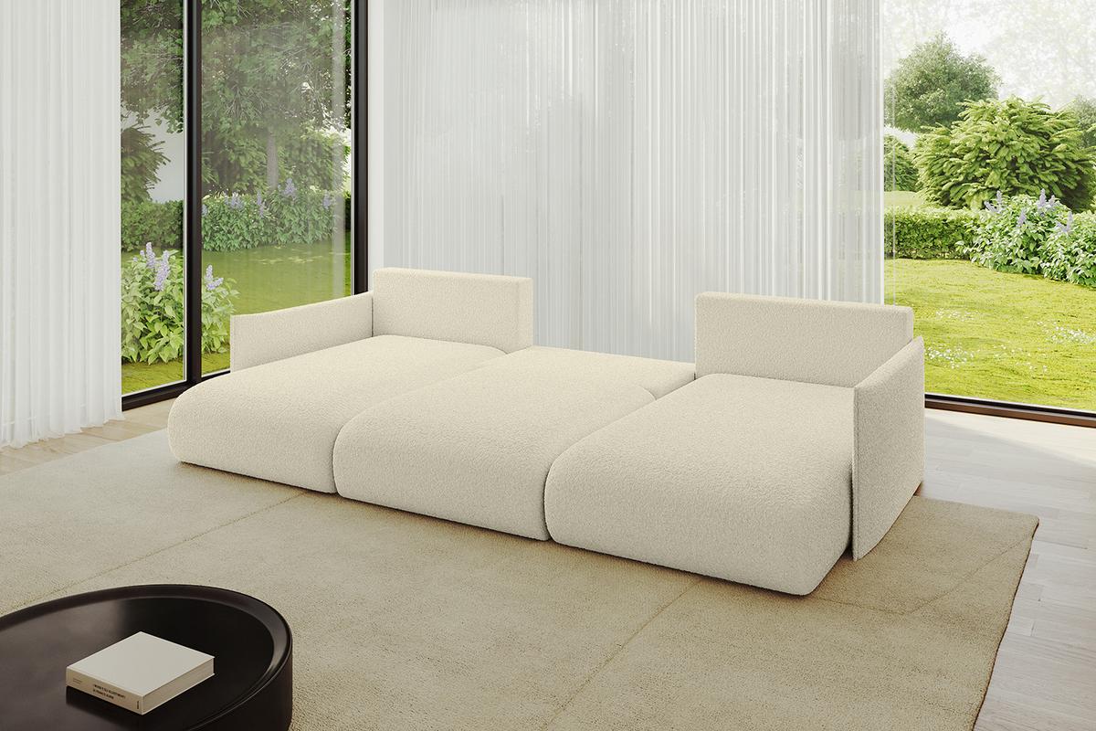 WOHNLANDSCHAFT mit Schlaffunktion und Bettkasten ONESK-U 317x177x72 Beige Bouclé - Hellbraun/Creme, Holzwerkstoff/Kunststoff (317/72/177cm) - ALTDECOR