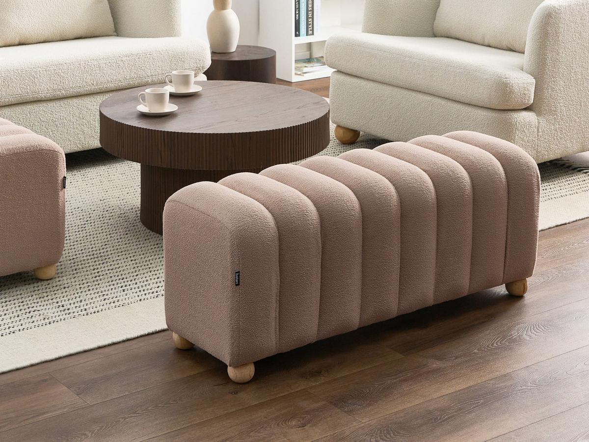 POLSTERBANK Bouclé Beige Idyllwild - Beige, Textil (111/45/39cm) - Beliani