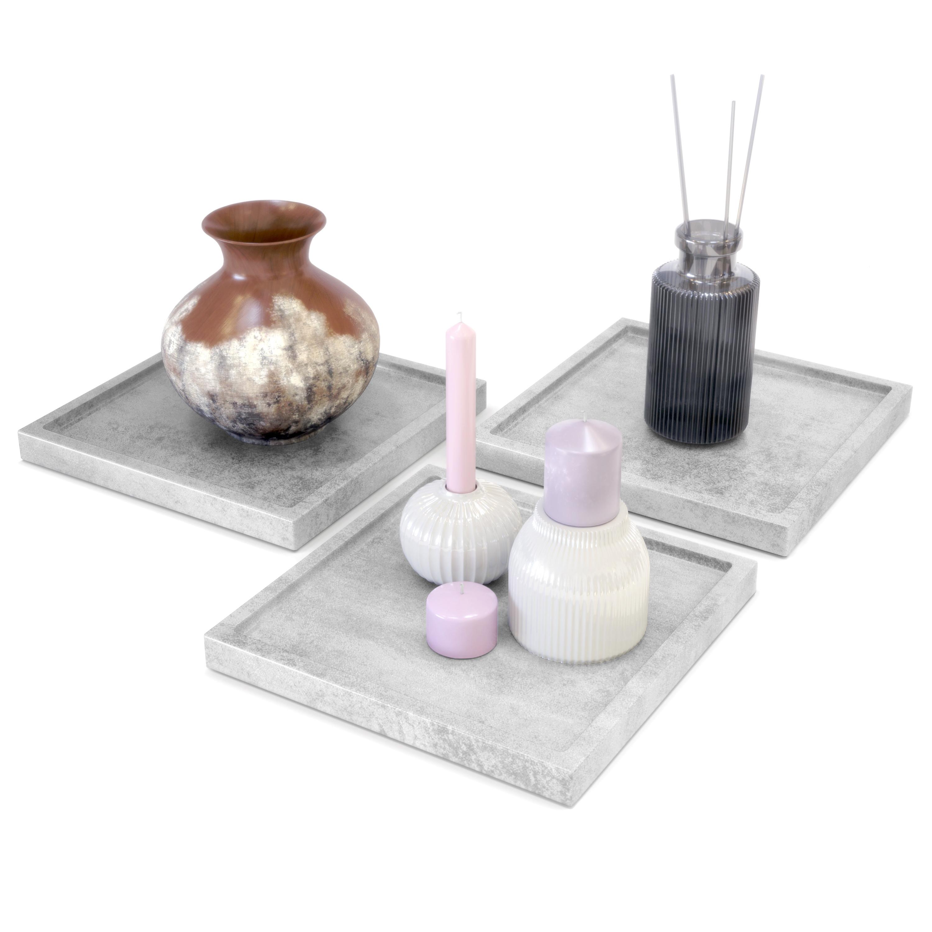 DEKOSCHALE Maya Beton Oxid Optik 3er Set - Hellgrau, Holzwerkstoff (1.8cm) - Vladon