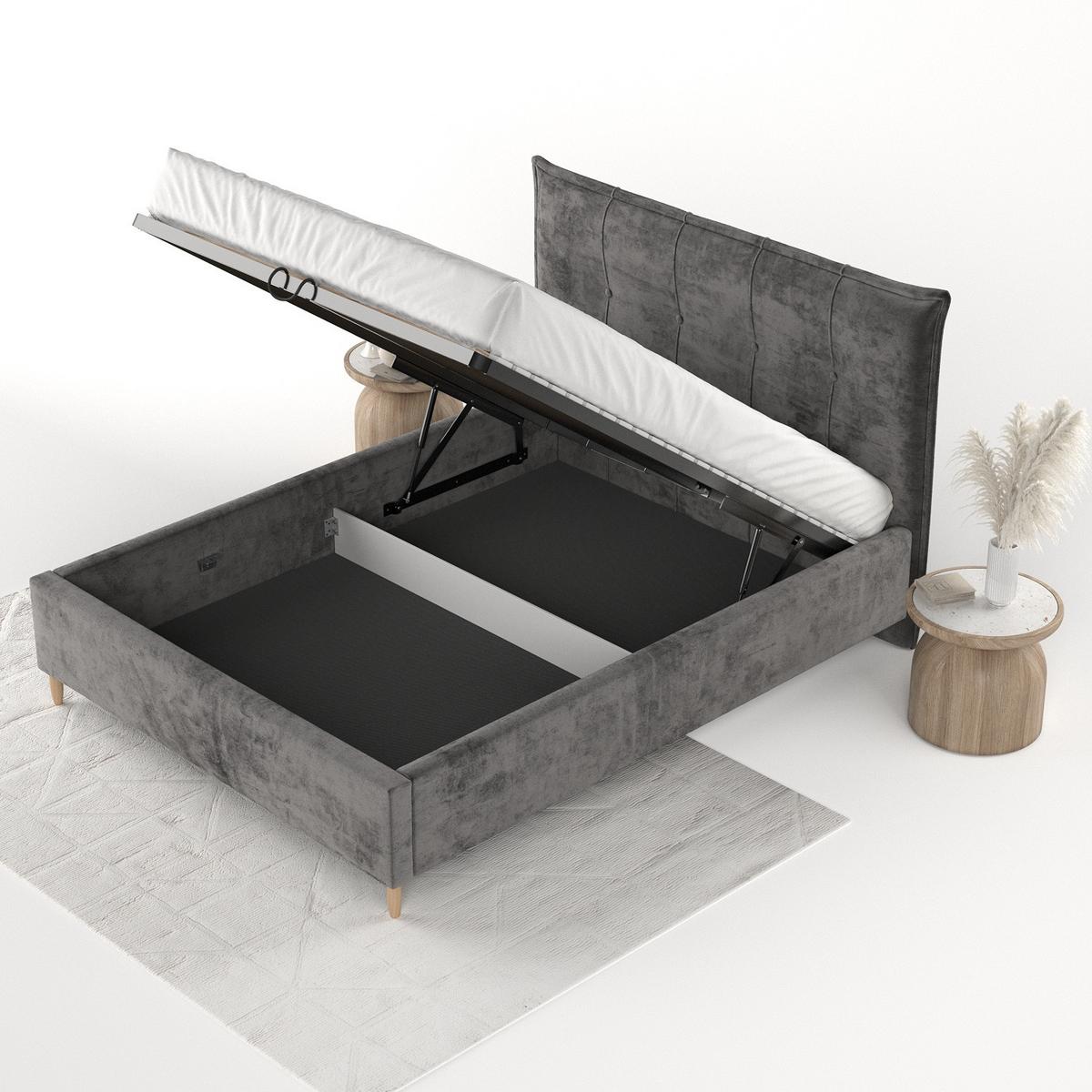 POLSTERBETT Plaza 140/200 cm Anthrazit im Lotta Stoff - Anthrazit/Naturfarben, Holz/Holzwerkstoff (140/200cm) - AltaBeds