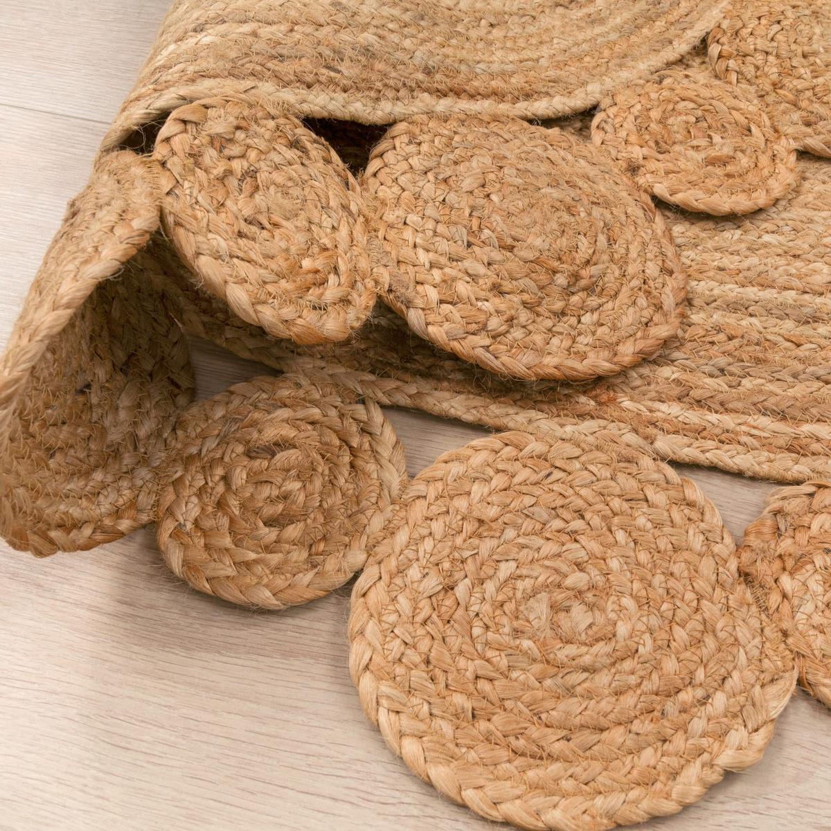 JUTETEPPICH handgewebt wendbar, im Boho-Stil, Natur, Ø 80 cm - Beige, Textil (80/80cm) - KADIMA DESIGN
