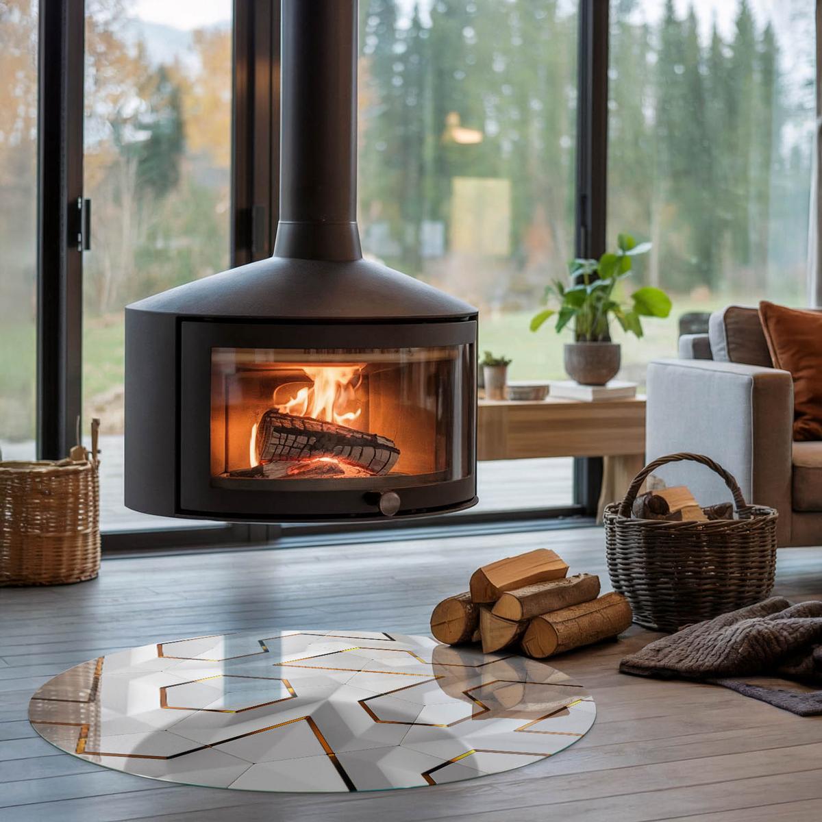 GLASPLATTE für Kamin Ø 100 cm - Weiß, Glas (100/100/0.4cm) - TULUP