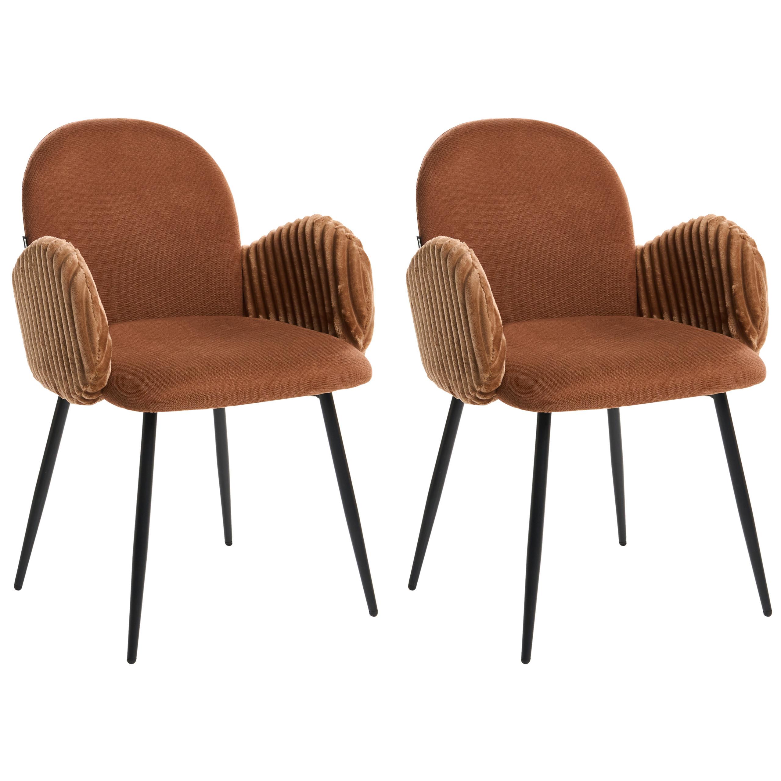 ESSZIMMERSTUHL 2er-Set Stoff Braun Amity - Braun, Textil (50/84/56cm) - Beliani