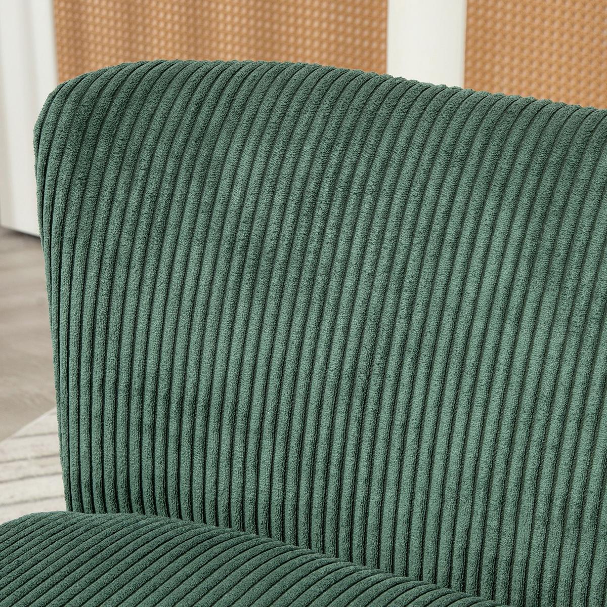 2 Sitzer Sofa, Gepolsterte Couch mit Kordoptik, Holzbeine für Wohnzimmer, Grün - Waldgrün/Naturfarben, Holz/Textil (56.5/77/117cm) - HOMCOM
