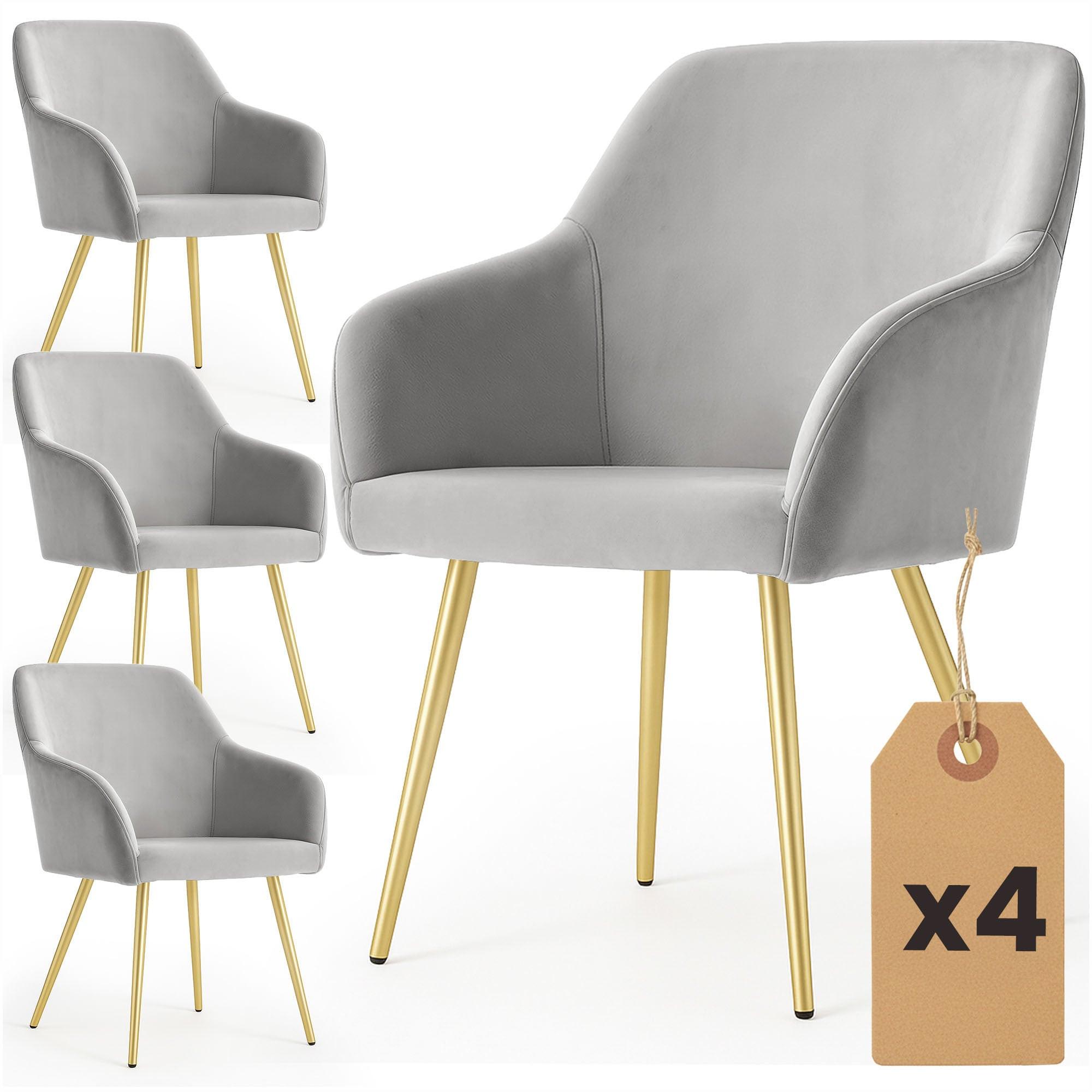 POLSTERSTUHL 4er Set, Metallbeine Grau, Gold 54,5/83/58 - Grau, Textil (55/83/51cm) - RAUMHIRSCH FURNITURE