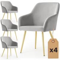 POLSTERSTUHL 4er Set, Metallbeine Grau, Gold 54,5/83/58 - Grau, Textil (55/83/51cm) - RAUMHIRSCH FURNITURE