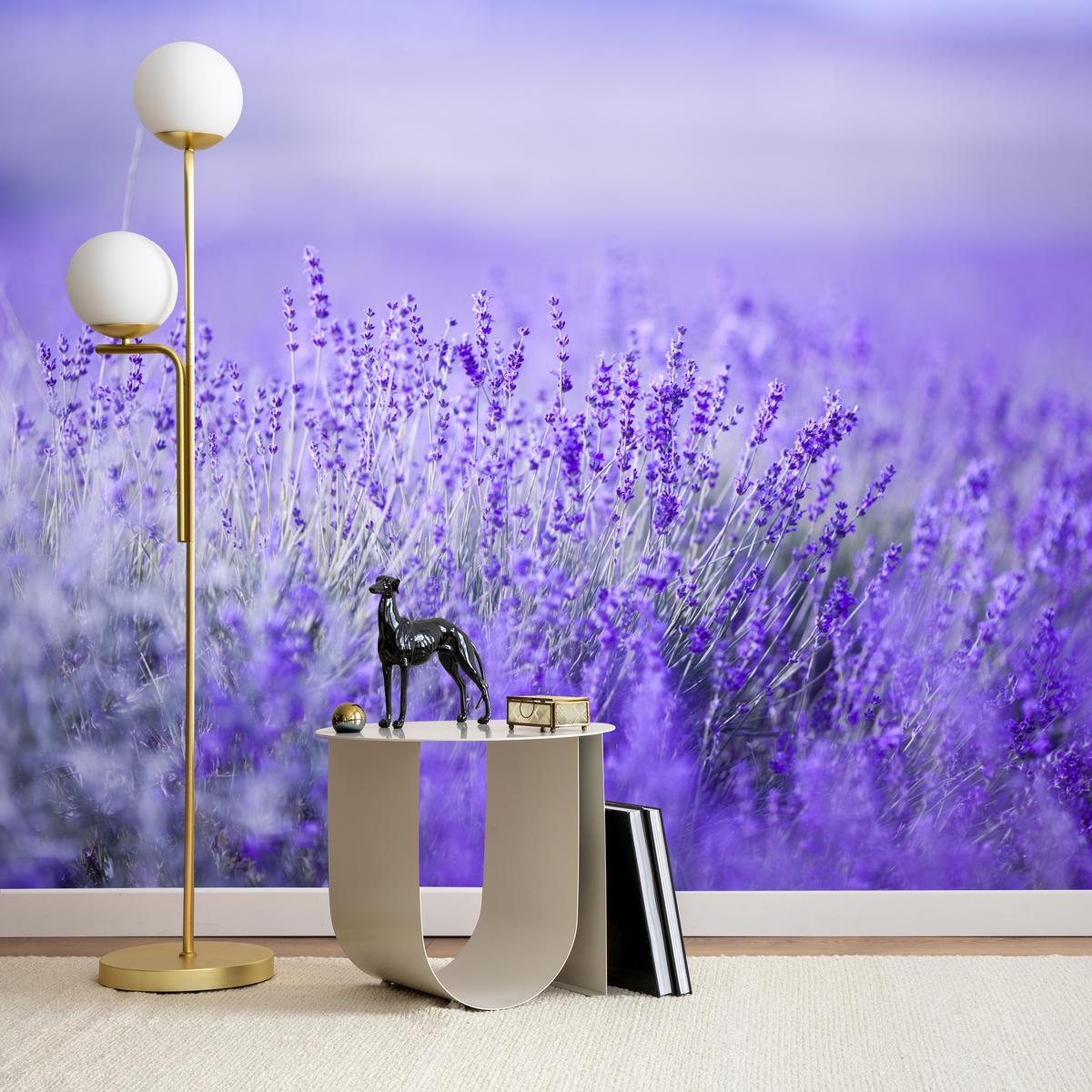 FOTOTAPETE für Küche Lavendelwiese Blüten Fliederfeld 100x70 - Violett/Lila, Papier (100/70cm) - Muralo