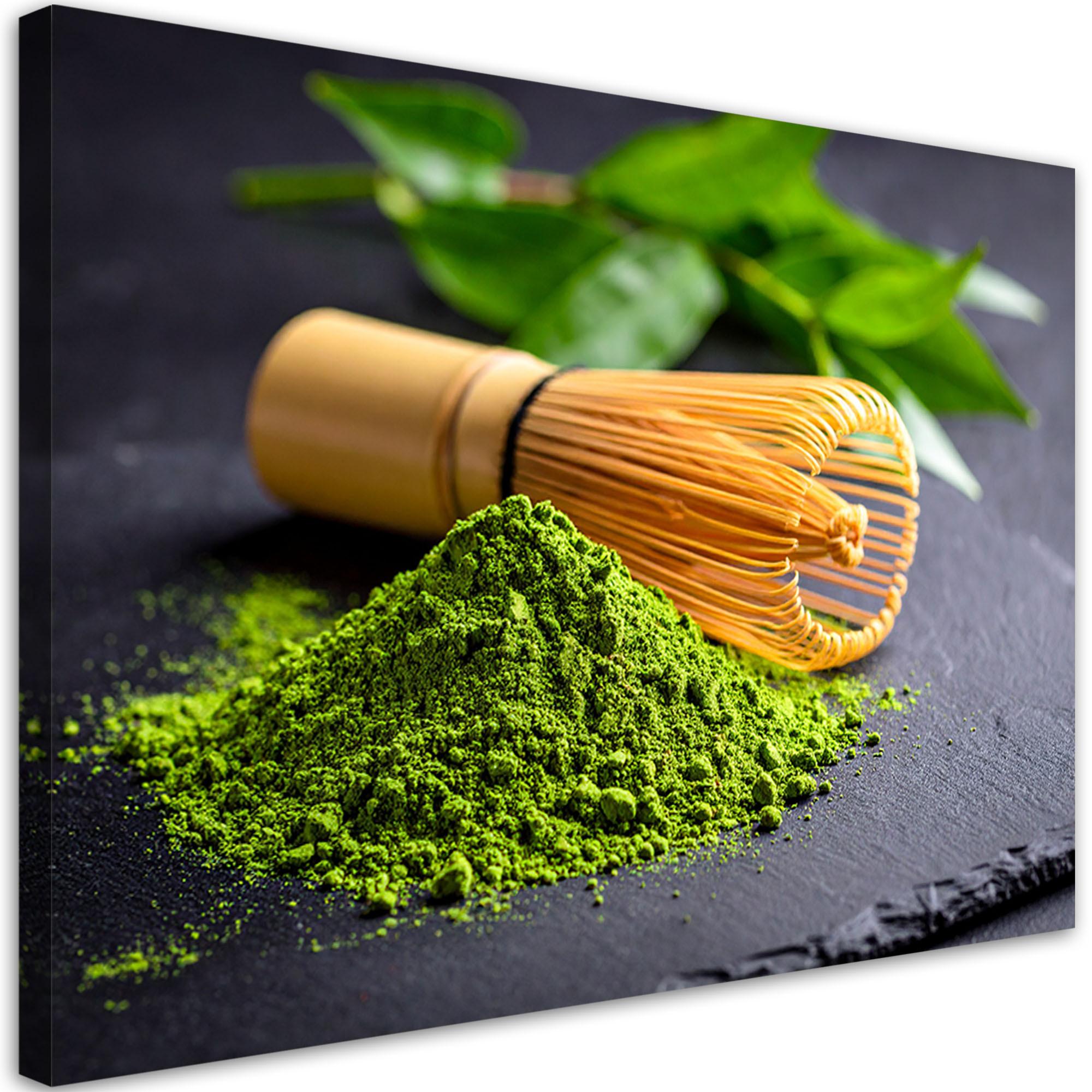 LEINWANDBILD Matcha Tee 60x40cm - Grün, Textil (60/40cm) - Feeby