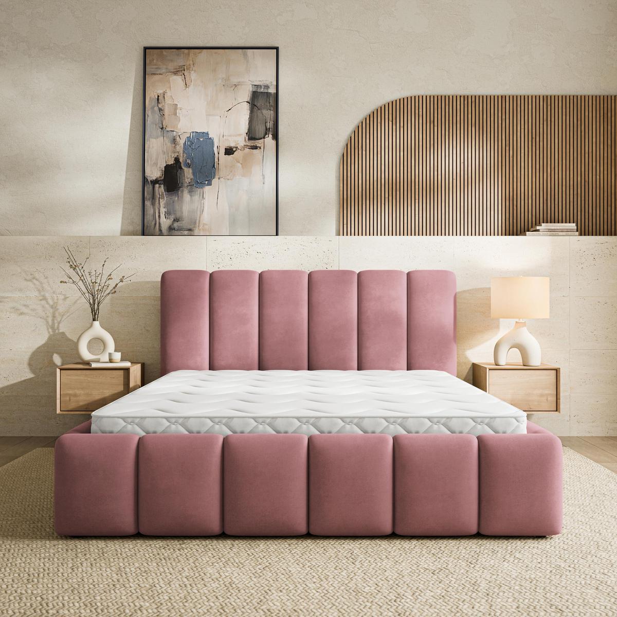 POLSTERBETT RANIS 140x200 cm mit Bettkästen - Rosa - Rosa, Holz/Textil (140/200cm) - MASSENO
